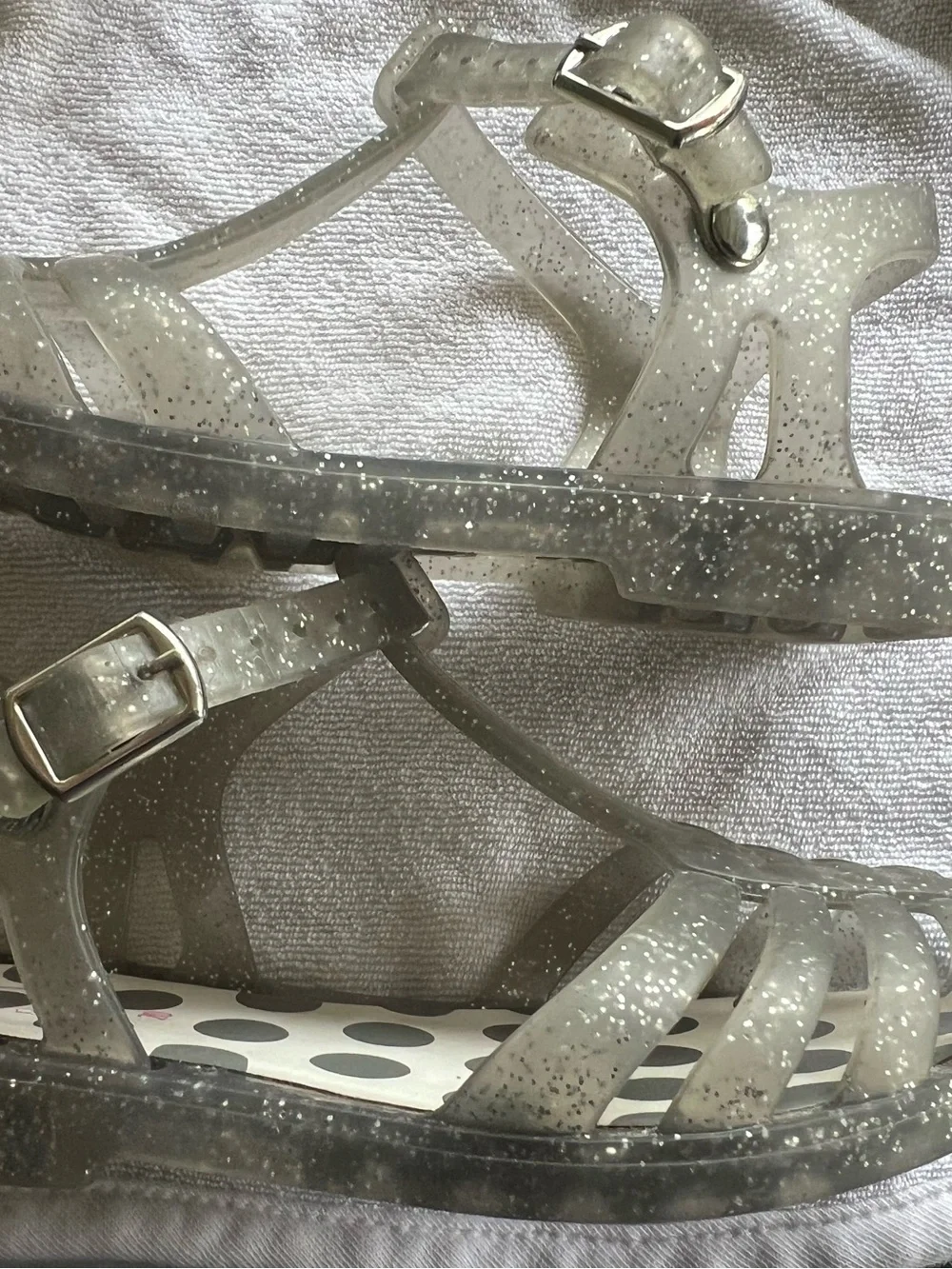 Zara Baby Silver Clear Glitter Jelly Sandals Sz 4-4.5